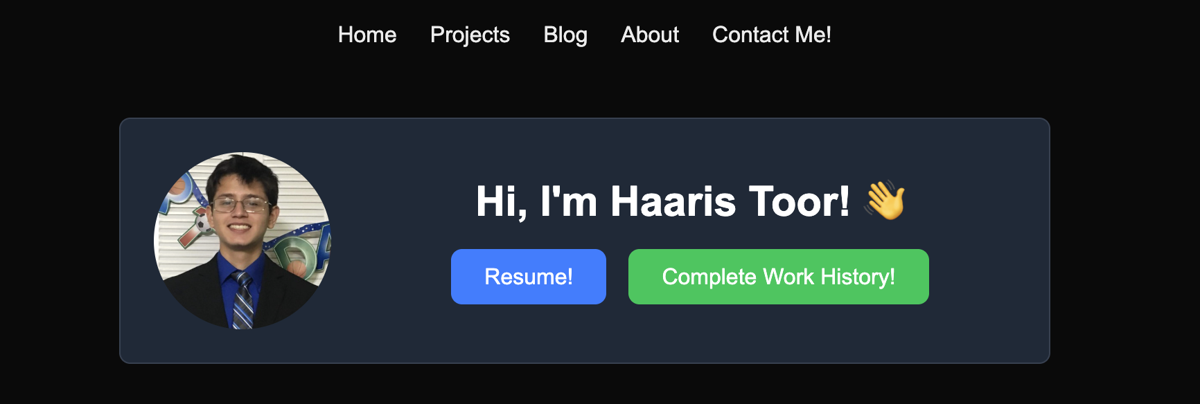 screenshot of Portfolio Website